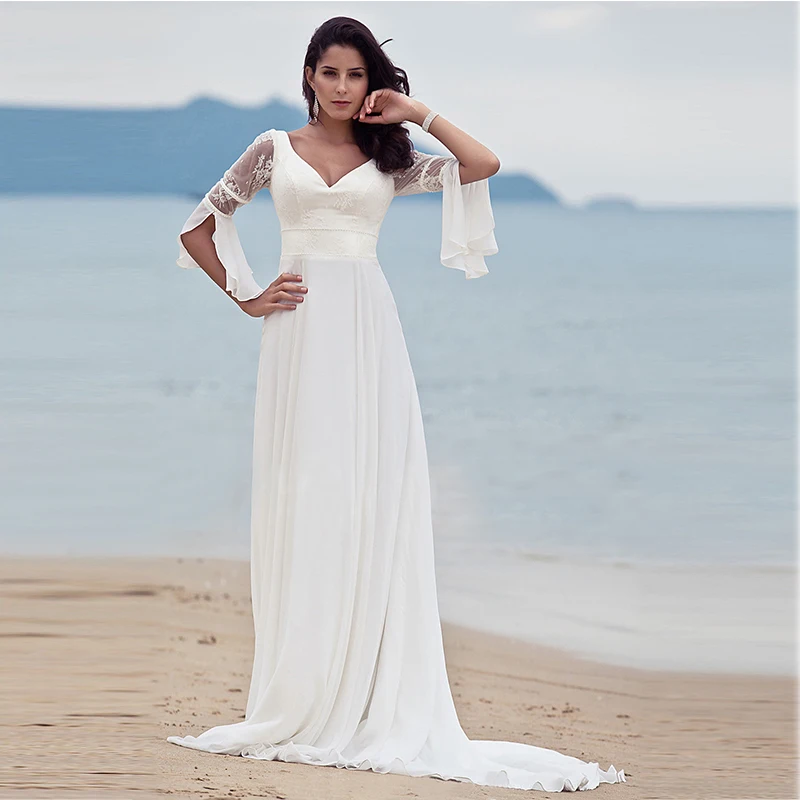 2020 Pure Color White Long Sleeve Dresses Woman Party Night Backless V Neck Maxi Runway Dress Summer Lace A-Line Zipper Vestido | Женская
