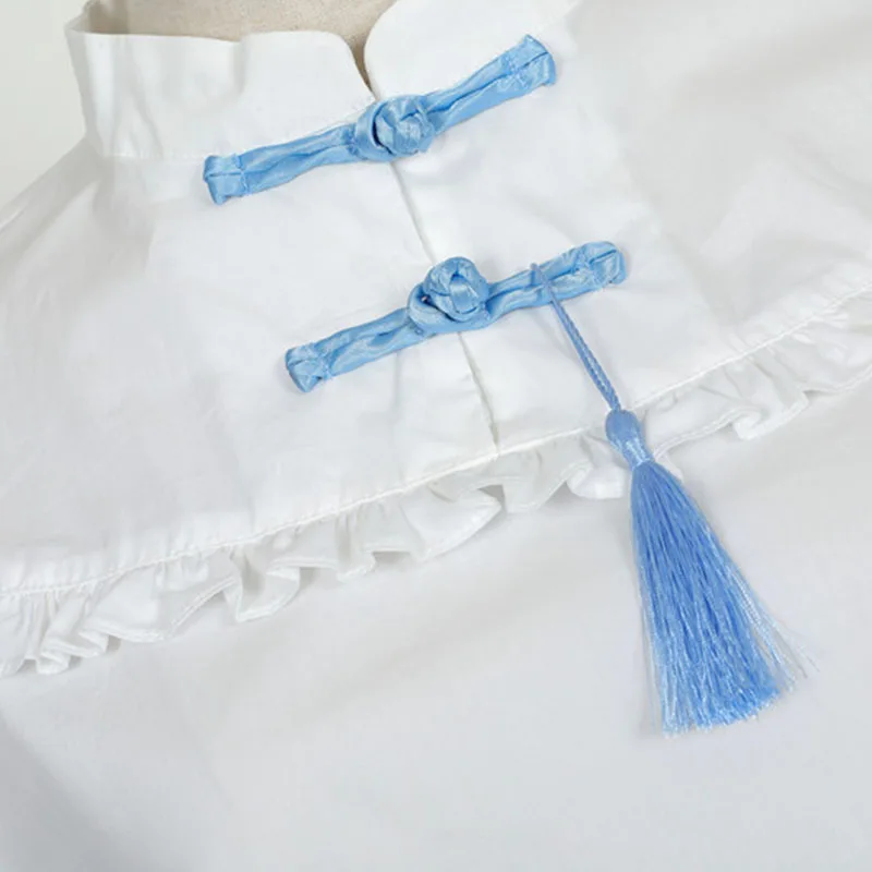 Женская блузка с коротким рукавом белая рубашка в китайском стиле