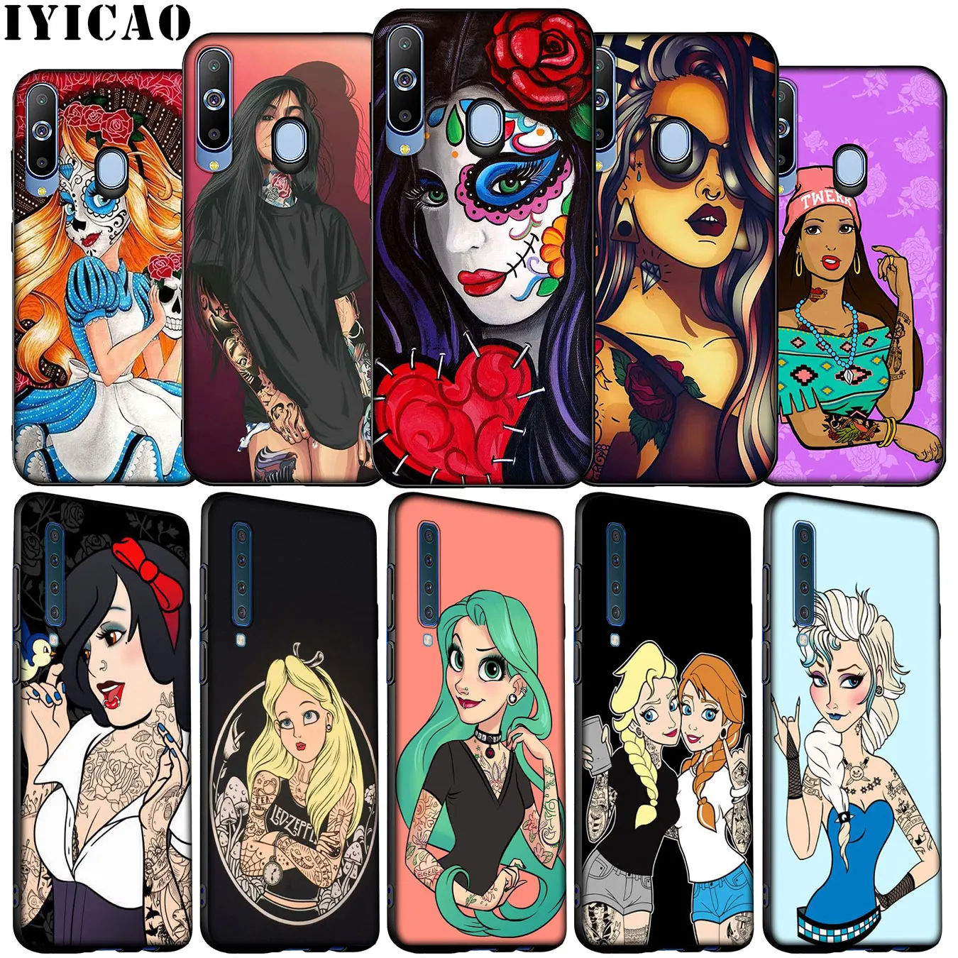IYICAO Татуированная принцесса Алиса Ариэль Жасмин мягкий чехол для samsung Galaxy A70 A50 A60