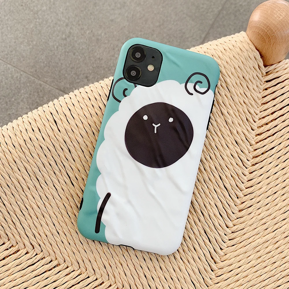 Cute Cartoon Sheep Phone Case For iPhone 11 Pro Max XR X XS 7 8 Plus Soft IMD Milk Skin Full Body Back Cover Bag | Мобильные