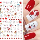 3D наклейка на День святого Валентина для ногтей, милые Мультяшные слайдеры в виде любящего сердца для маникюра, девушки, DIY дизайнерские наклейки, искусство, Декор