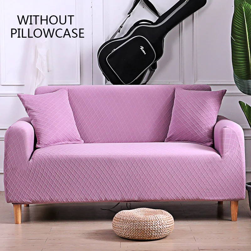 purple sofa cover Одноцветные Угловые чехлы для диванов для гостиной, универсальные эластичные 3D клетчатые чехлы для диванов, Стрейчевые чехлы для диванов 1, 2, 3, 4, 1 шт - Цвет: purple sofa cover