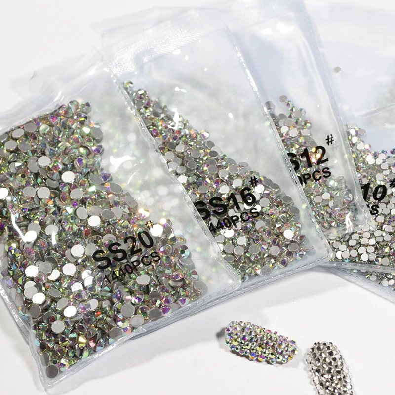 

Clear Rhinestone Nail Art Stones Flatback Rhinestones Crystal AB SS3 - SS50 Non Hot Fix Glass Strass Glue On Nails Rhinestones