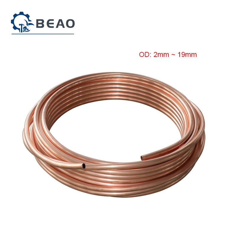 OD 2mm~ 12.7mm Copper Tube Air Conditioning Copper Pipe Soft Tube 99.9% T2 Copper Coil 20meters outer diameter 10mm thickness 1mm flexible t2 copper tube air conditioner copper tube pipe