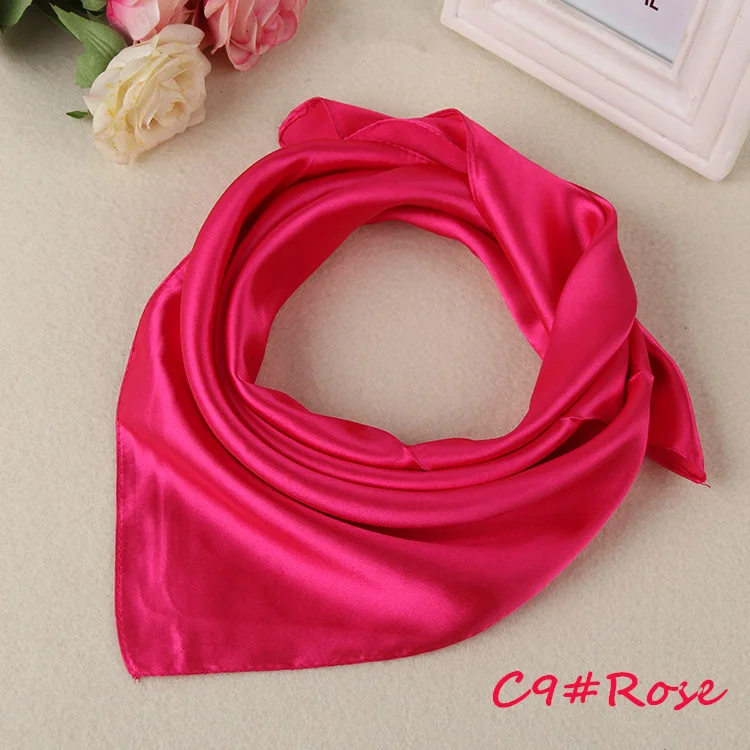 

57CM Imitated Silk Square Scarfs for Women Retro Printed Small Hair Scarves for Ladies Neckerchief Satin Kerchief for Ladies