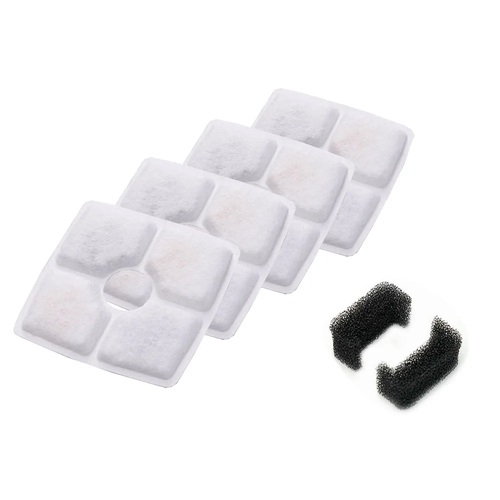 4PCS Activated Carbon Filter 2 Sponge For Automatic Cat Dog Fountain Water Feeder Replace Drinking Machine Accessories | Дом и сад