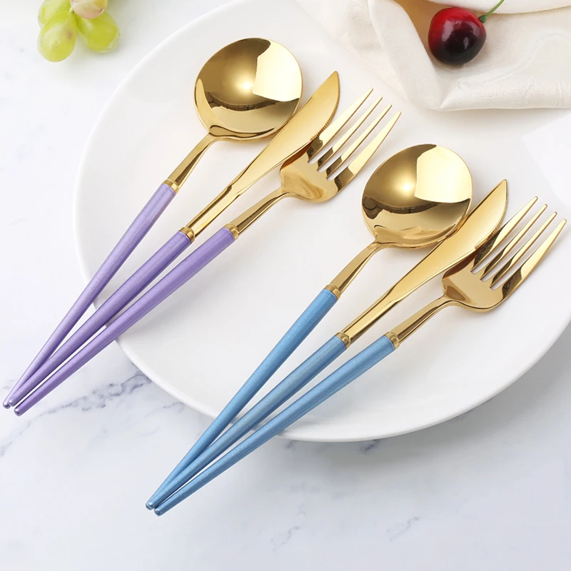 Набор посуды из нержавеющей стали 304 ножи вилки ложки столовые приборы для