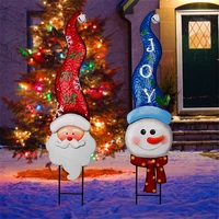 christmas yard signs snowman santa claus garden decoration outdoor stake decoration welcome yard lawn pathway driveway festival
