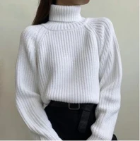 turtleneck sweater retro solid color 2021 new thick and loose outer wear small fragrance jacket women