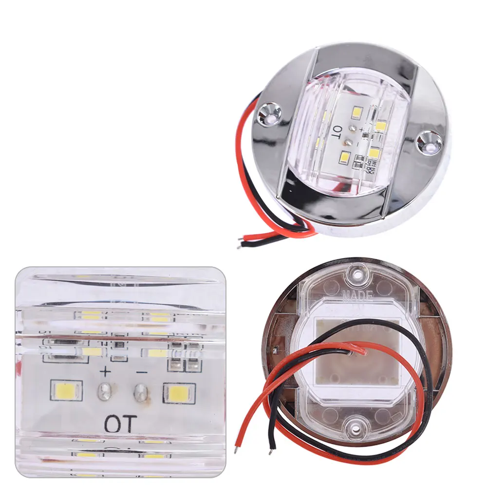 

2X Round 3" Marine Boat Stern Transom Lights White 6 LED Courtesy Cockpit Light