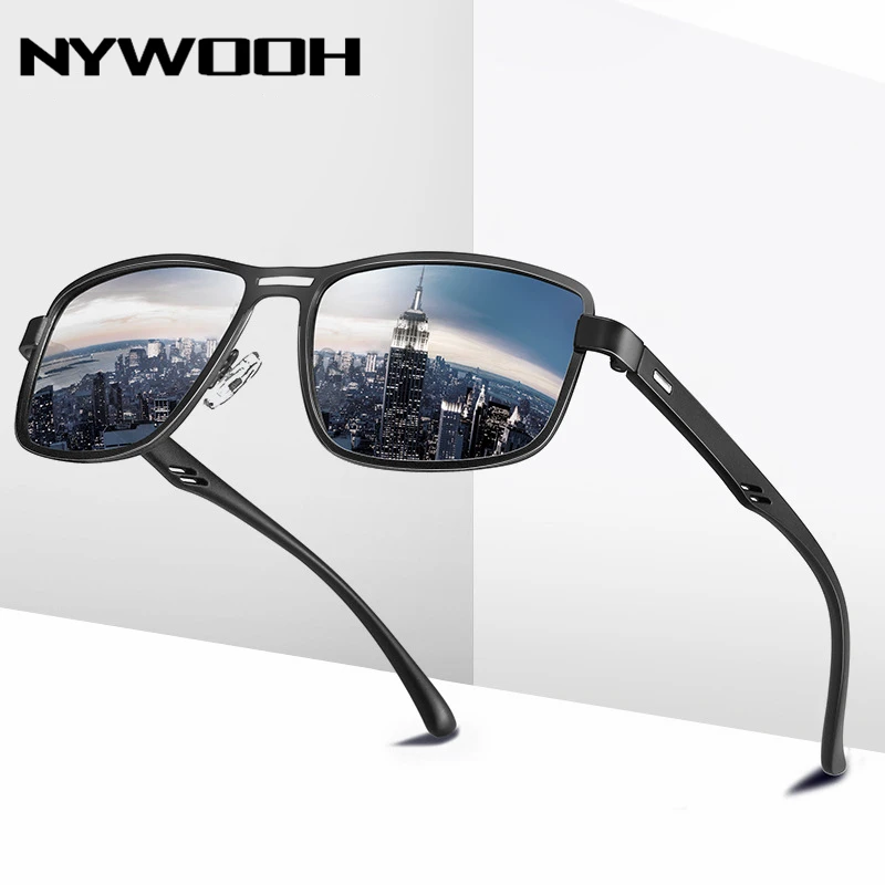 

NYWOOH Classic Square Sunglasses Men Polarized Sun Glasses Retro TR90 Frame Driving Shades Goggles UV400