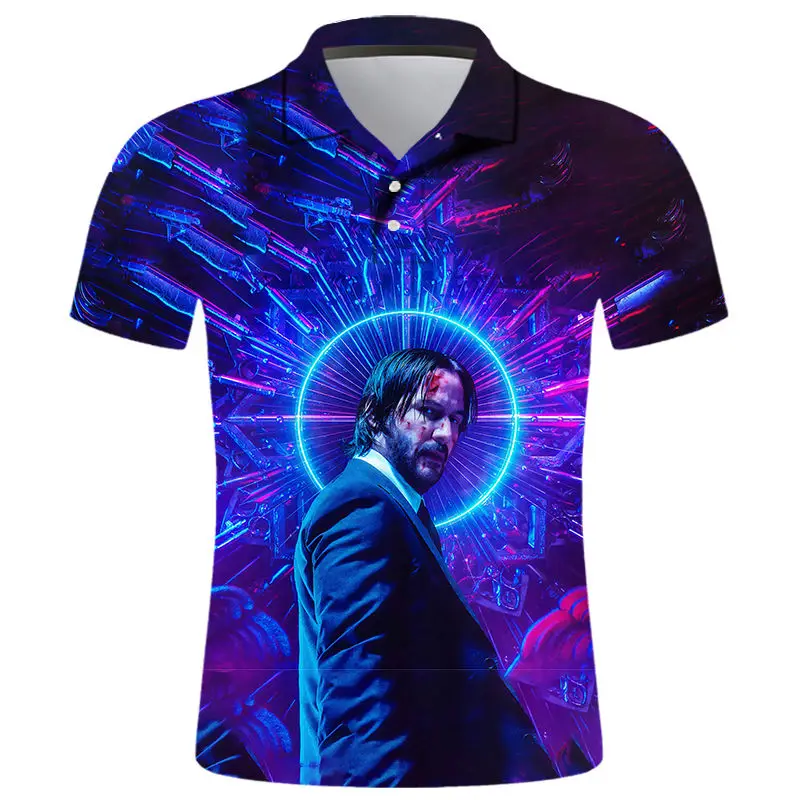 

3D Digital Printing New John Wick Men Short Sleeve Sports Shirt Mens Sports Shirts Polo T-Shirt Men Clothing shirt