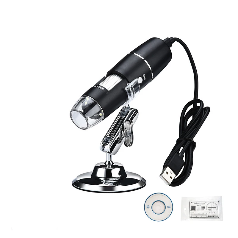 Microscopio digital de mano con 8 luces LED, lupa de cámara y regla de calibración, 1000X, USB, 40X-1000X
