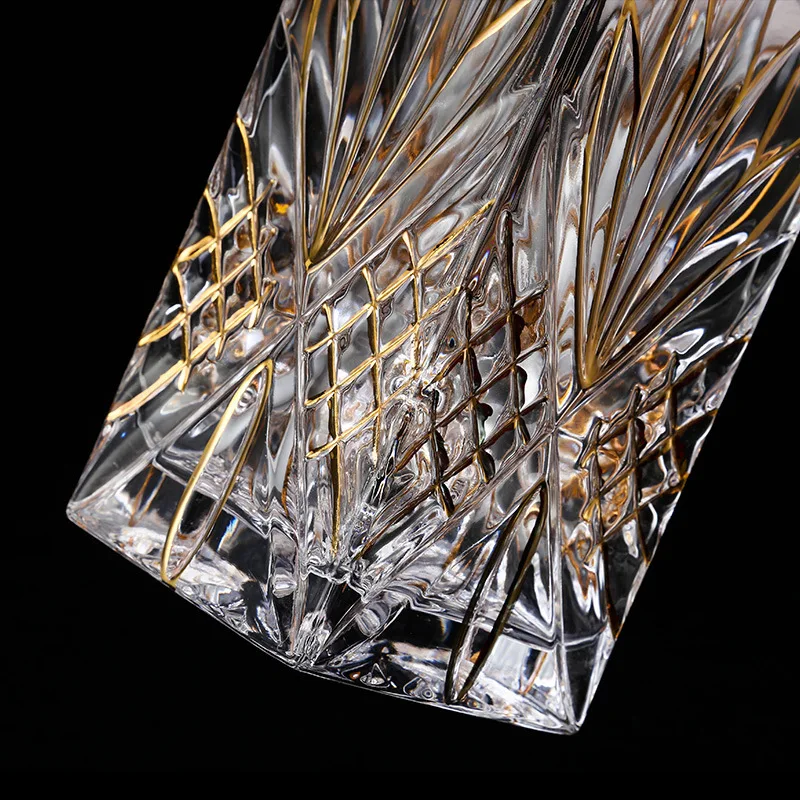 

Luxury fashion home party gold print crystal glass whiskey decanter for Liquor Scotch Bourbon 210313-09