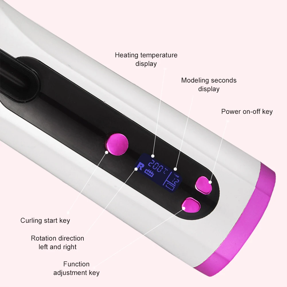 

Cordless Hair Curler Automatic Hair Curling Wand Rechargeable Hair Styling Device Safe Heating Hair Curler Styling Appliances