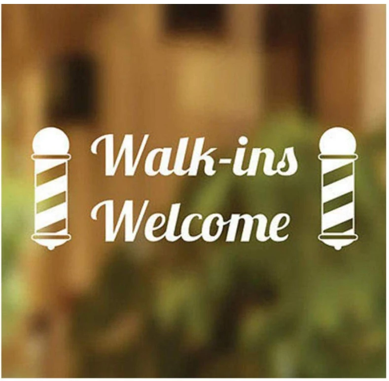 

Barber Shop Walk-Ins Welcome Hairdressers Wall Sticker Window Door Sign focusonart Wall Decal Vinyl DW3985