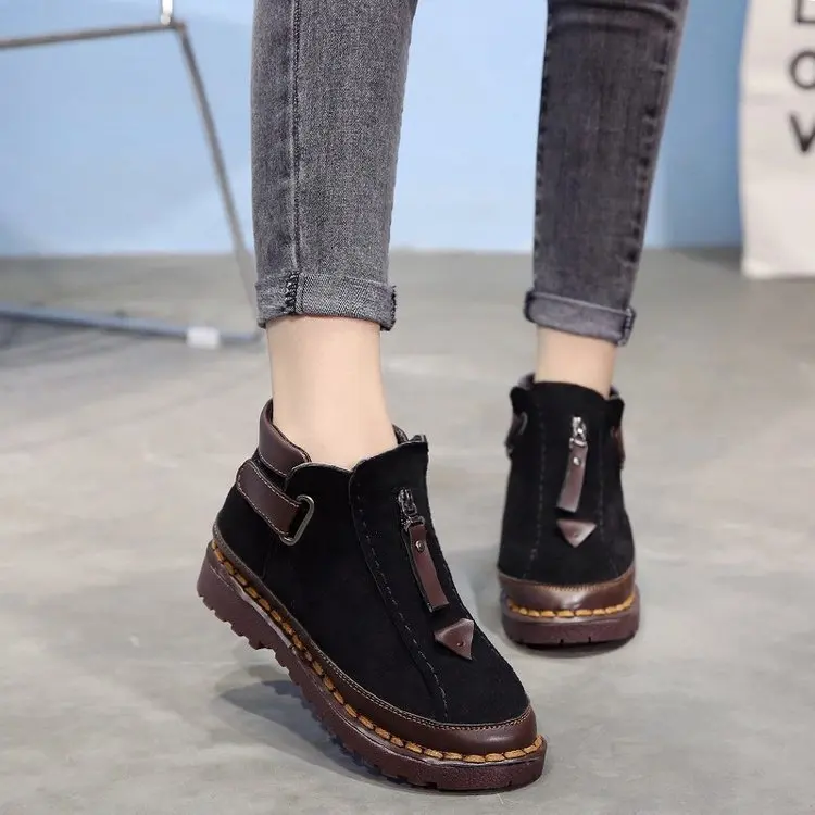 

Women Ankle Boots Spring Plus Size Female Short Booties Platform Retro Nebuck Fashion Zipper Casual Woman's Shoes yuj89