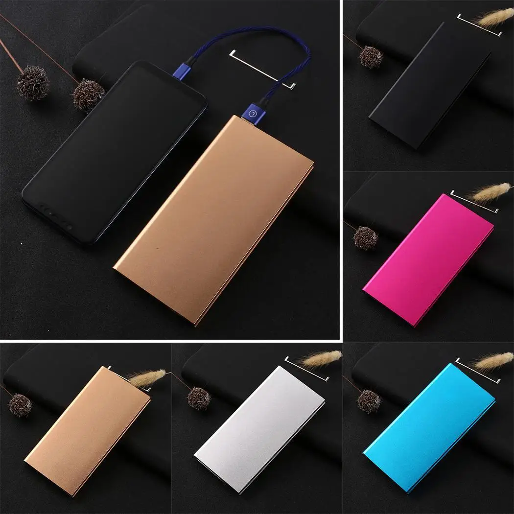 Ультратонкий металлический внешний аккумулятор портативный общий двойной USB