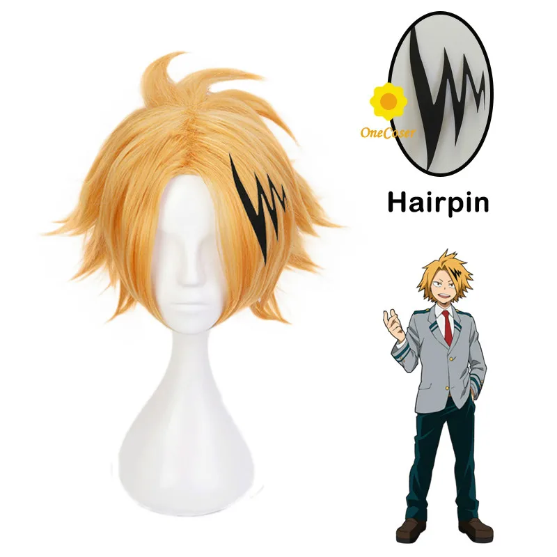 

Anime My Hero Academia Kaminari Denki Cosplay Wig Short Wig Hairpin Boku No Hero Academia Heat-resistant Fiber Hair + Wig Cap