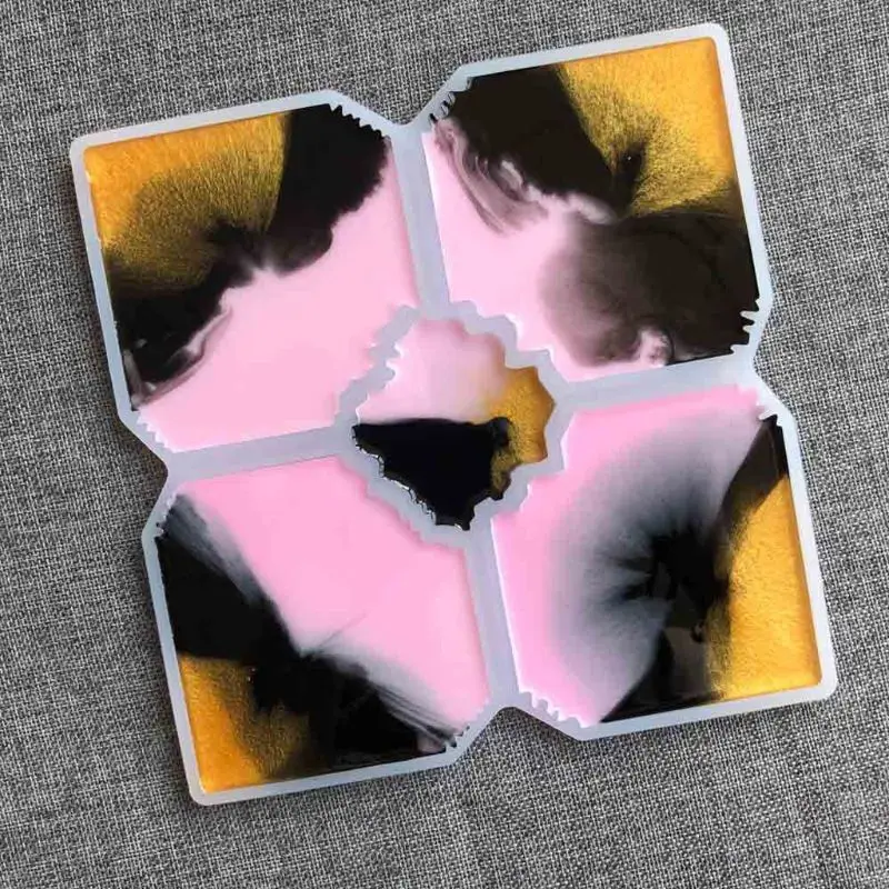 

Silicone 5 in 1 Large Interlocked Coaster Mold , Irregular Cup Bowl Mat Resin Mold