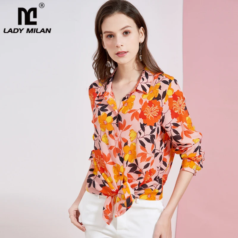 Женская шелковая рубашка с отложным воротником элегантная повседневная блузка