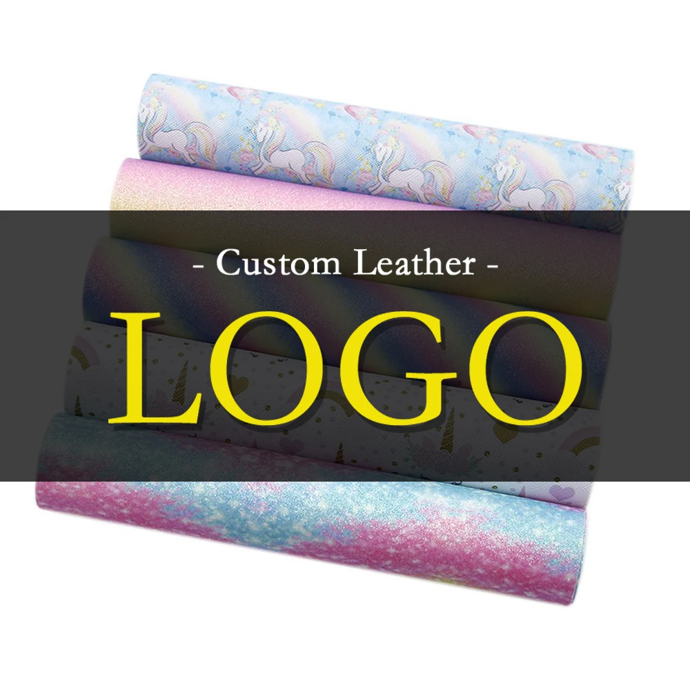 

Custom Printed Logo Faux Leather Sheets Synthetic Leather Fabric 30*136CM