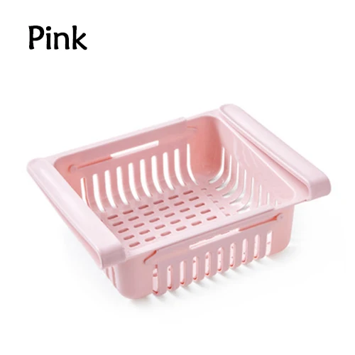 PINK Кухонный рефрижератор шкаф для хранения Регулируемая телескопическая коробка для хранения ящика холодильника многофункциональные аксессуары экономят место - Цвет: PINK