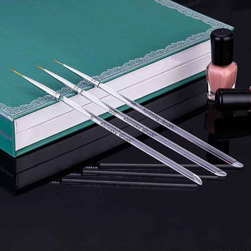 

3Pcs/set Gel Nail Art Line Painting Brushes Crystal Acrylic Thin Liner Drawing Pen Nail Art Manicure Tools Set