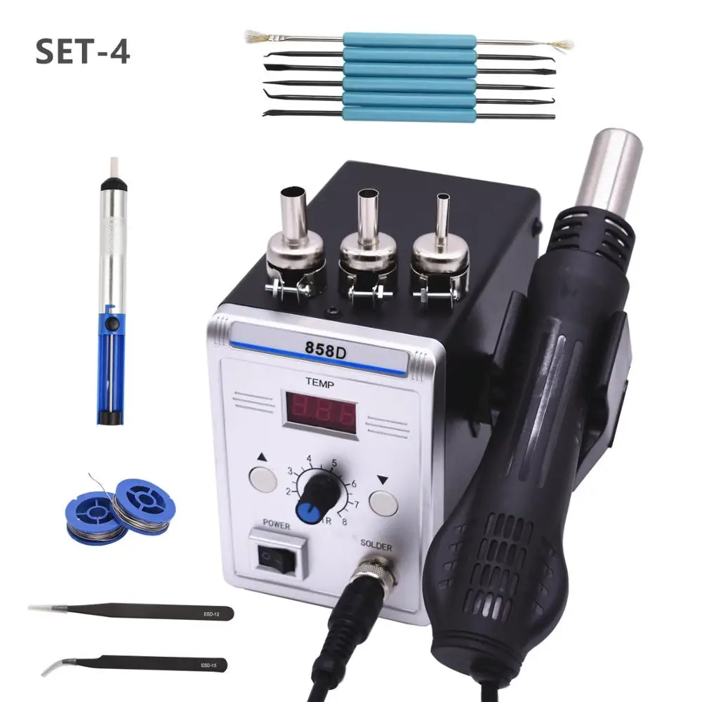 Фен для волос с горячим воздухом 858D|hot air gun|rework smdhot gun desoldering |