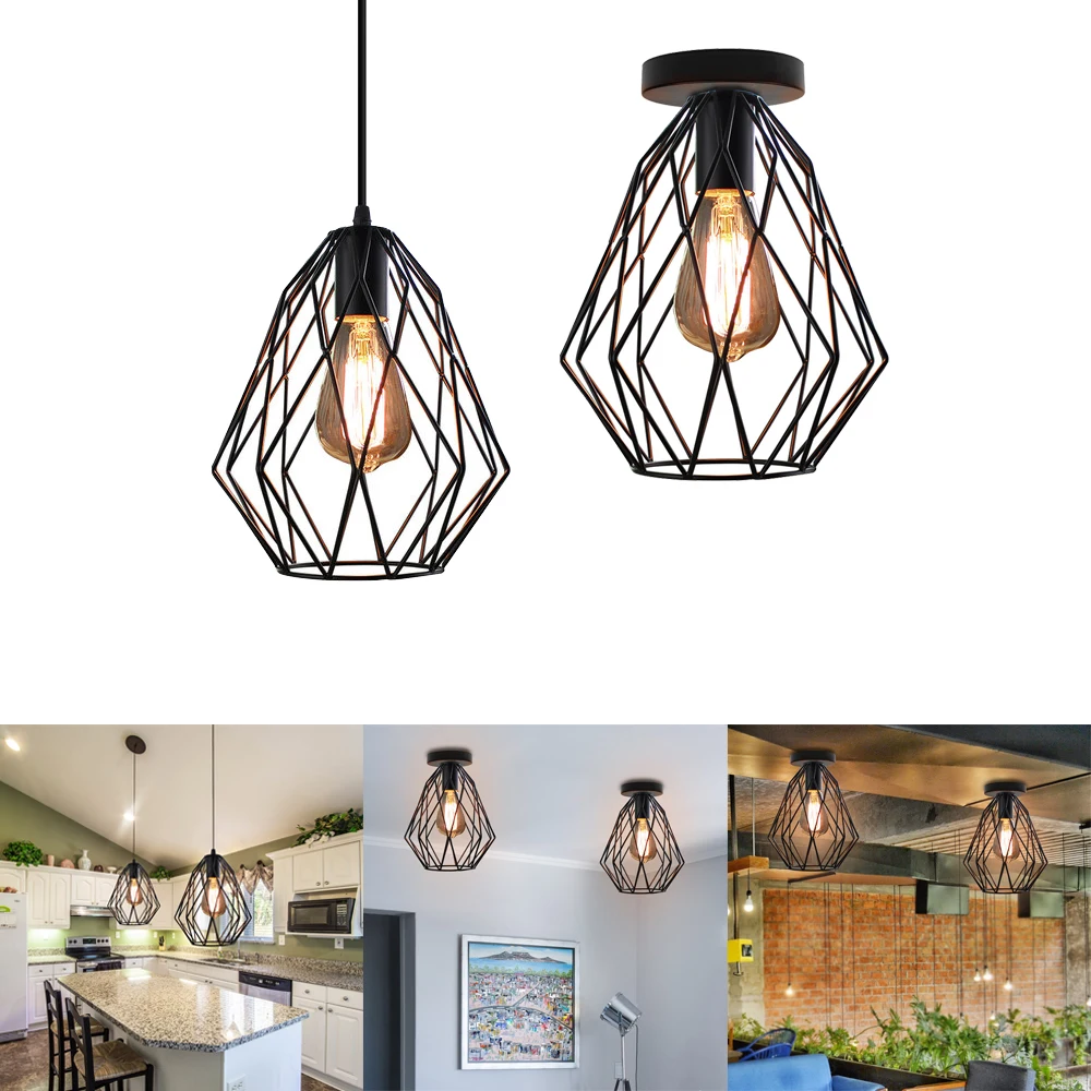 

Modern Vintage Loft Led Ceiling Pendant Lamp Retro Iron Lights Chandelier Lampara Home Living Room Kitchen Light Fixture Decor