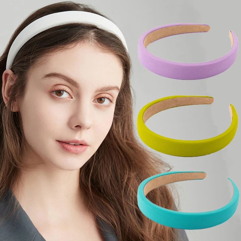 

Ободок Атласный Женский, однотонный обруч с мягкой подкладкой, тонкий обруч для волос фиолетового цвета, аксессуары для волос