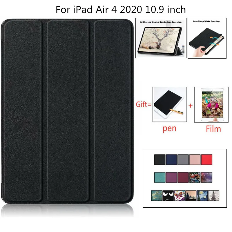 

Чехол-подставка для iPad Air 2020, 10,9 дюйма, из искусственной кожи, 2020 + пленка