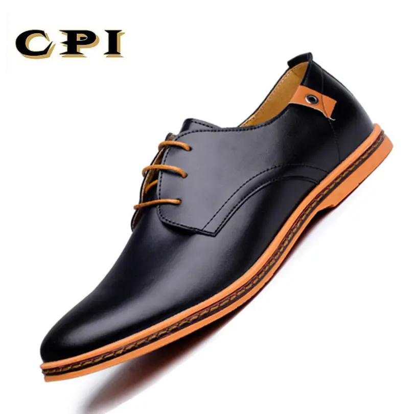 2018 кожаные повседневные мужские туфли модные на плоской подошве с круглым носком