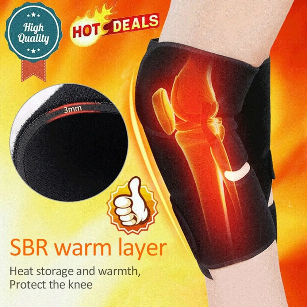 

1 Pair Tourmaline Self Heating Knee Pads Magnetic Therapy Knee Support Belt Brace Black One Size Self Heating Knee Band