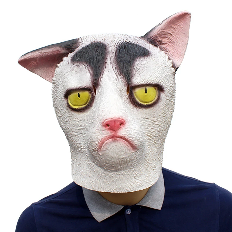 Маска животного на вечеринку для Хэллоуина латексный косплей костюм белого кота