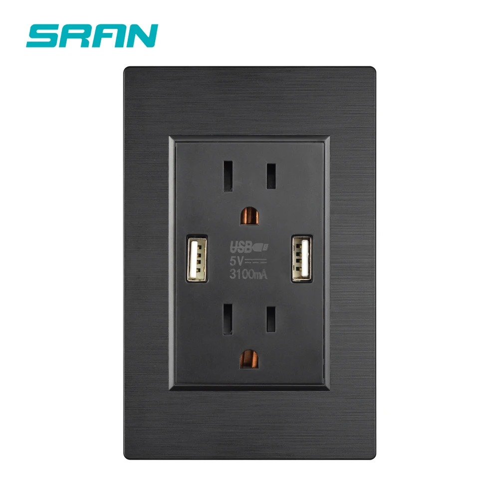 SRAN нам стандартный разъем dual usb настенная розетка двойной 2.1A Розетка с