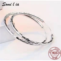 somilia new collection women earrings platinum 50mm hoop earrings s925 sterling silver jewelry for women girlfriend gift