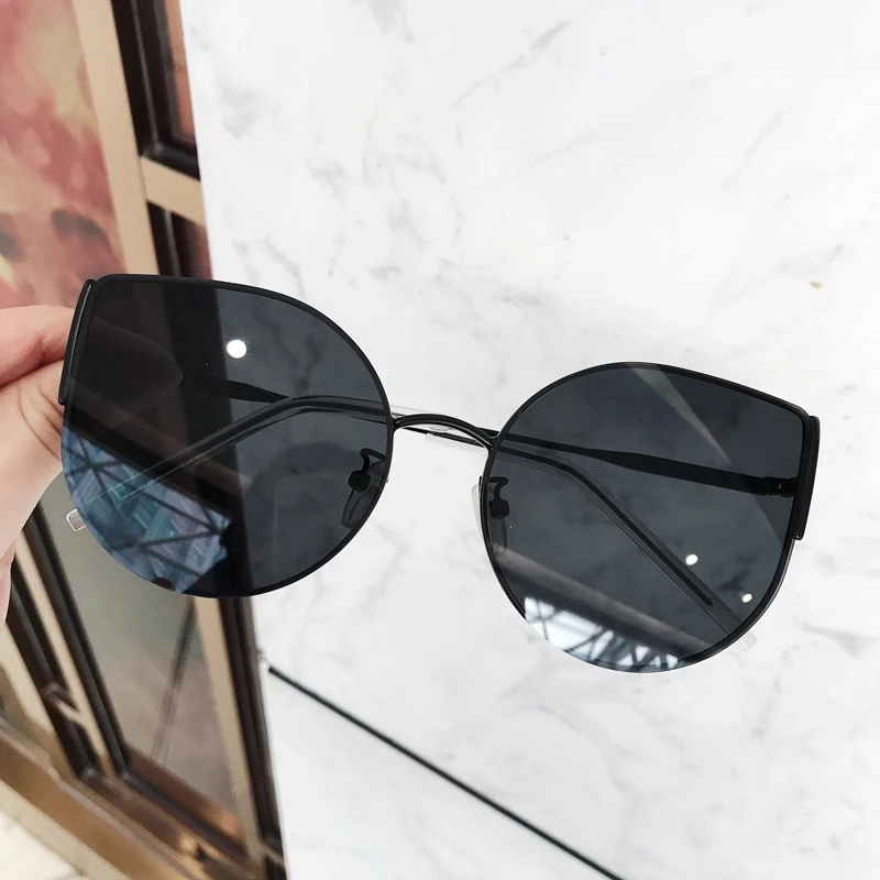 

Korean big frame cat's eye metal sunglasses Fashion Star Qin LAN