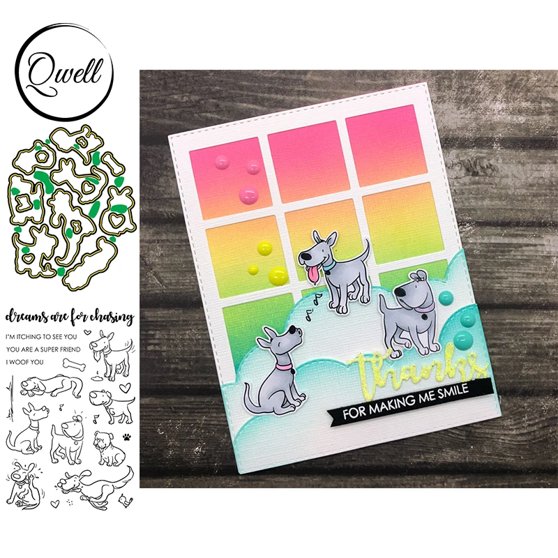 QWELL металлические штампы с косточками животных и собак прозрачные силиконовые