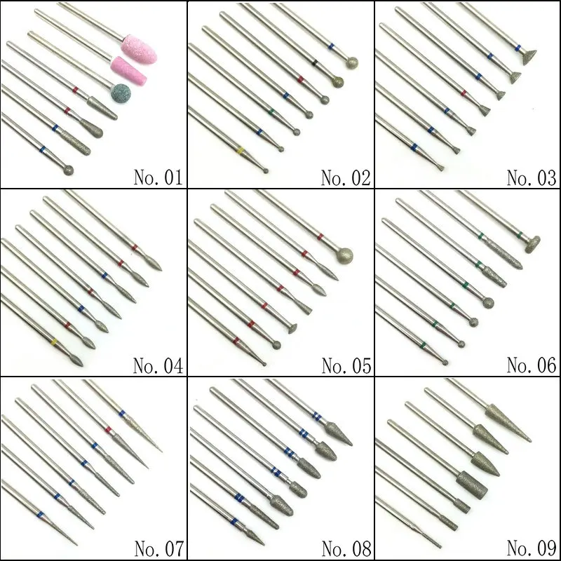 

7pcs/Set Diamond Nail Drill Bit Rotery Electric Milling Cutters For Pedicure Manicure Files Cuticle Burr Nail Tools Accessories