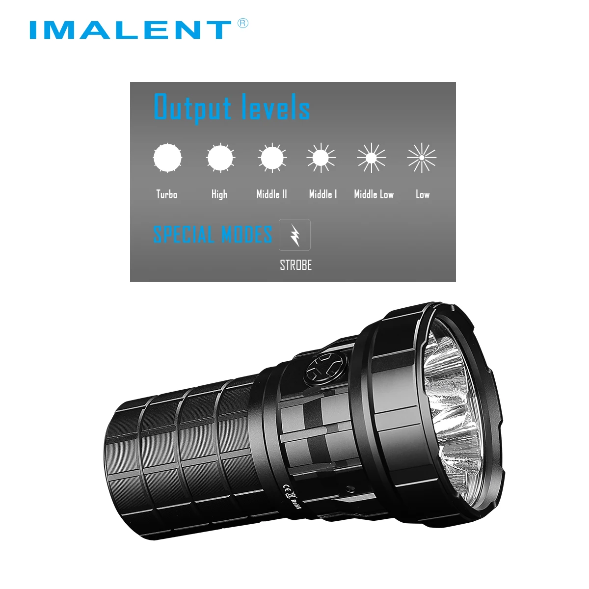 Linterna táctica IMALENT R60C 18000 lúmenes, 6 ledes recargables, funciona con 21700 4000 mAh, batería de iones de litio