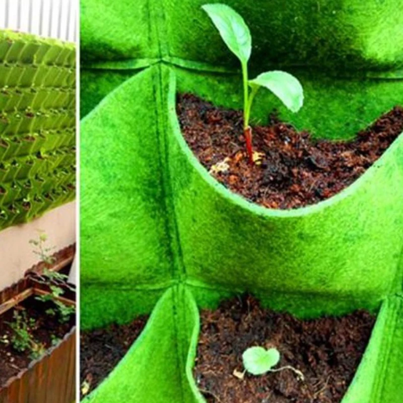 2/3/4/6/9 Pockets Wall Hanging Planting Bags Green Plant Grow Planter Vertical Garden Supplies Flower Pouch | Дом и сад