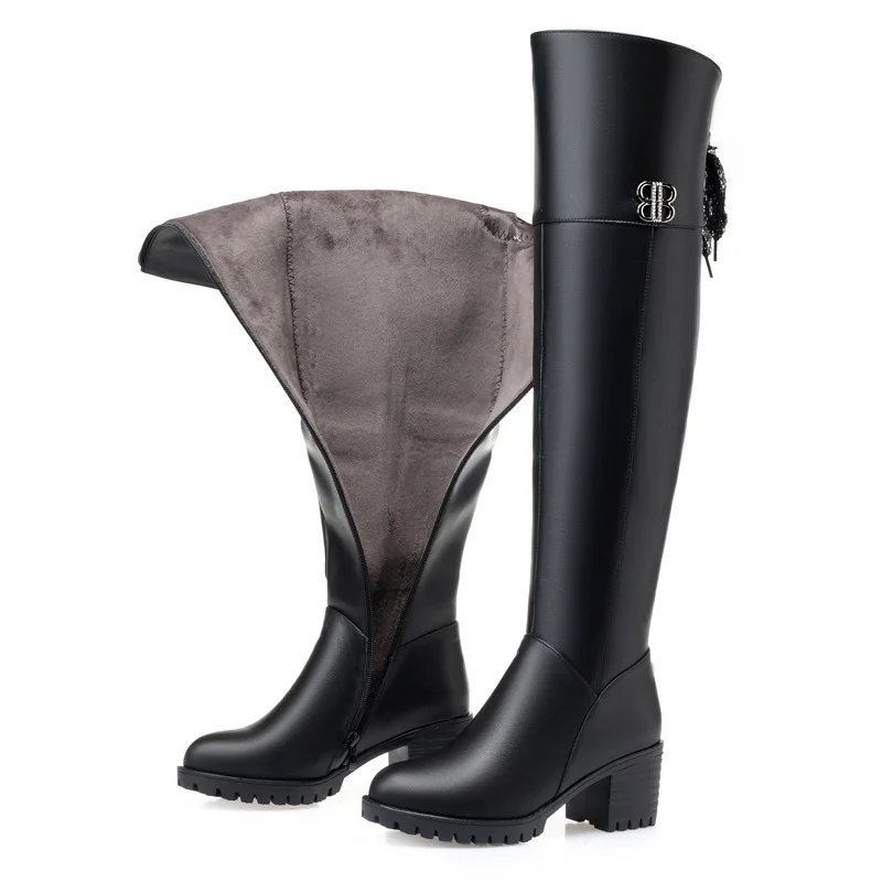 

SunNY Everest 35-43 Women Winter Boots 2019 New High-heeled Knee Boots Sexy Large-sized Botas Hasta La Rodilla Mujer