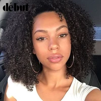 debut short curly human hair wigs kinky curly lace front human hair wigs for black women brazilian curly wave lace part wigs