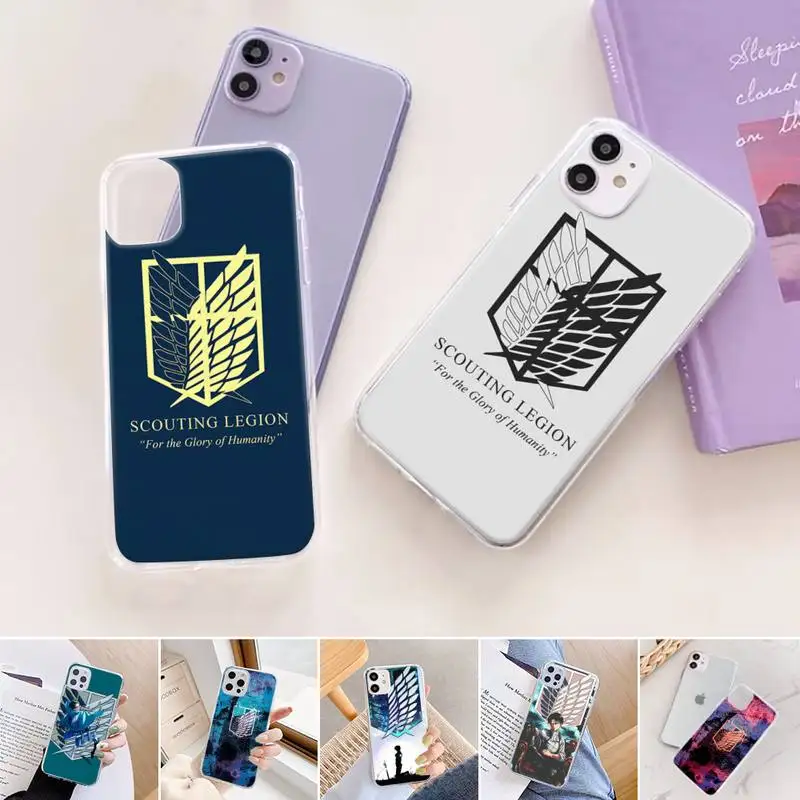 

Anime Japanese attack on Titan Phone Case For iphone 12 11 mini x xs xr pro max 8 7 6s 6 5 5s 5c se plus Transparent soft
