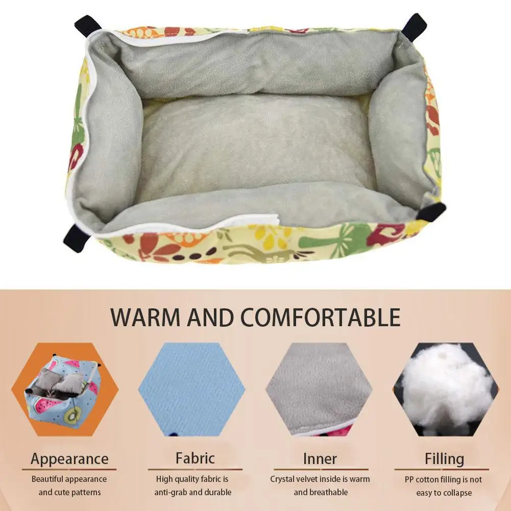 

Pet Winter Warm Flannel Hamster Chinchilla Embossed Owl Printed Hammock Guinea Rabbit Hanging Bed Cage Accessories Pet Swing