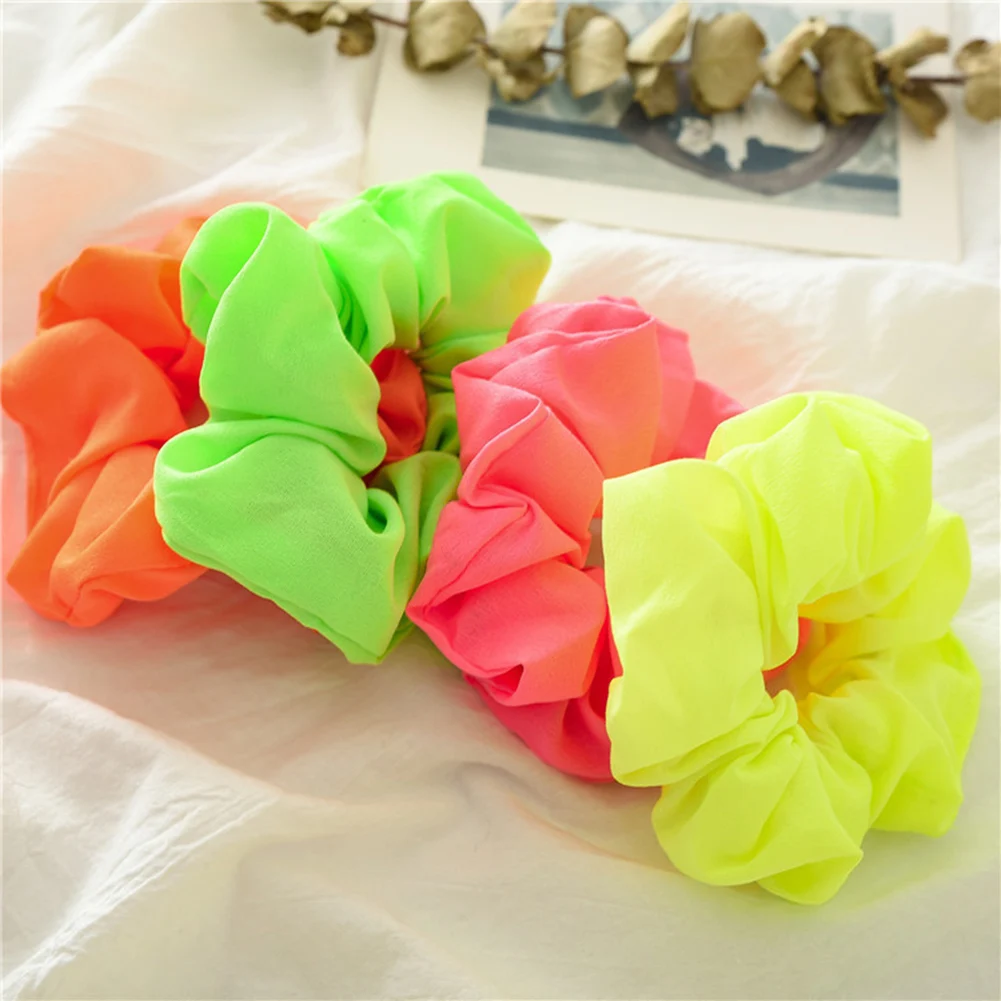 

Neon Scrunchies Women Elastic Hair Bands Fluorescent Color Ponytail Holders Korean Fashion Bright Hair Rope Hair Accessories