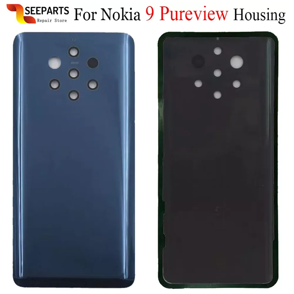 

NEW Original For Nokia 9 PureView Back Battery Cover Door Rear Glass Housing Case For Nokia 9 Battery Cover housing With Logo