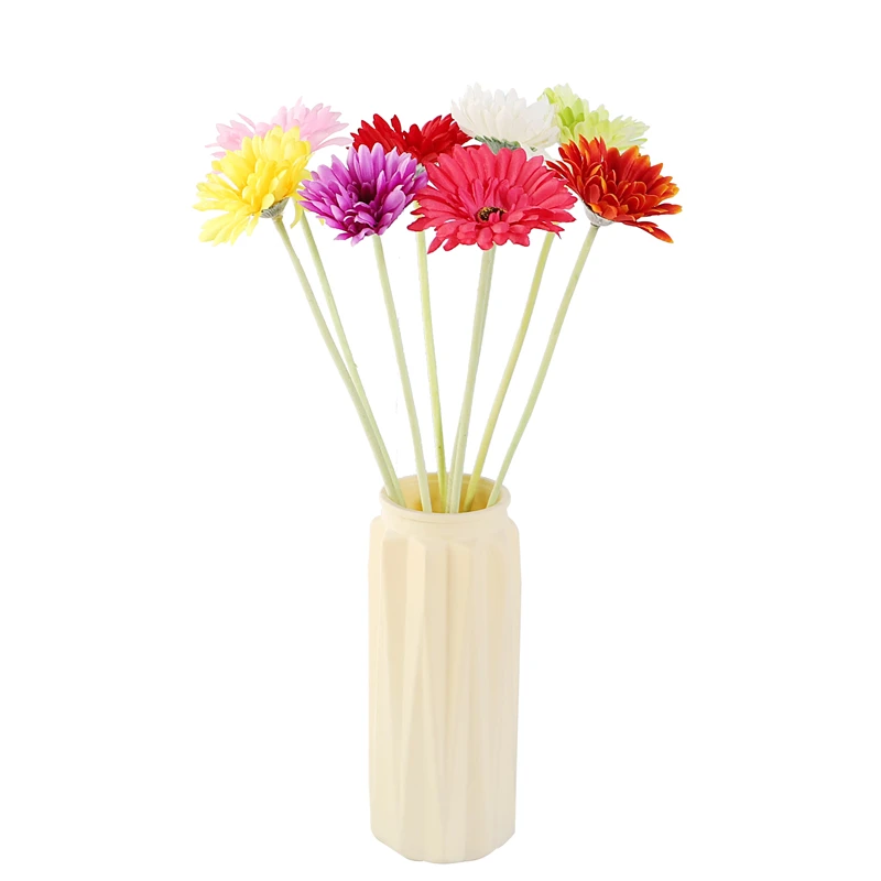 

55cm Gerbera Silk Cloth Artificial Flower Big Head White Pink Simulation for Family Wedding Decoration Indoor Fall Garnish