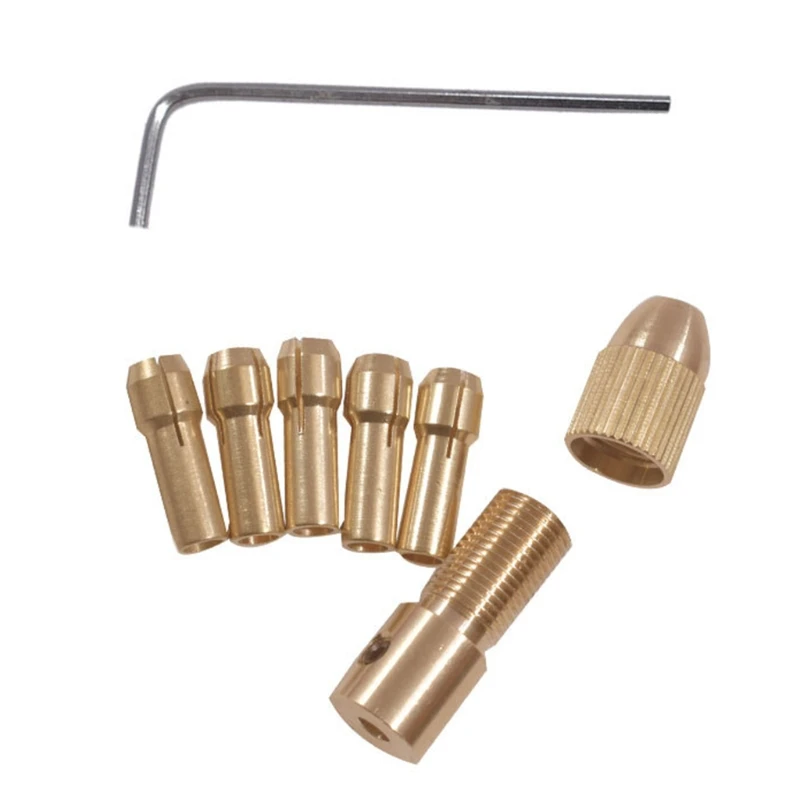 

8 Pcs Mini Twist Drilling Tool Chuck Set 0.5-3mm Brass Electric Drill Bit Collet